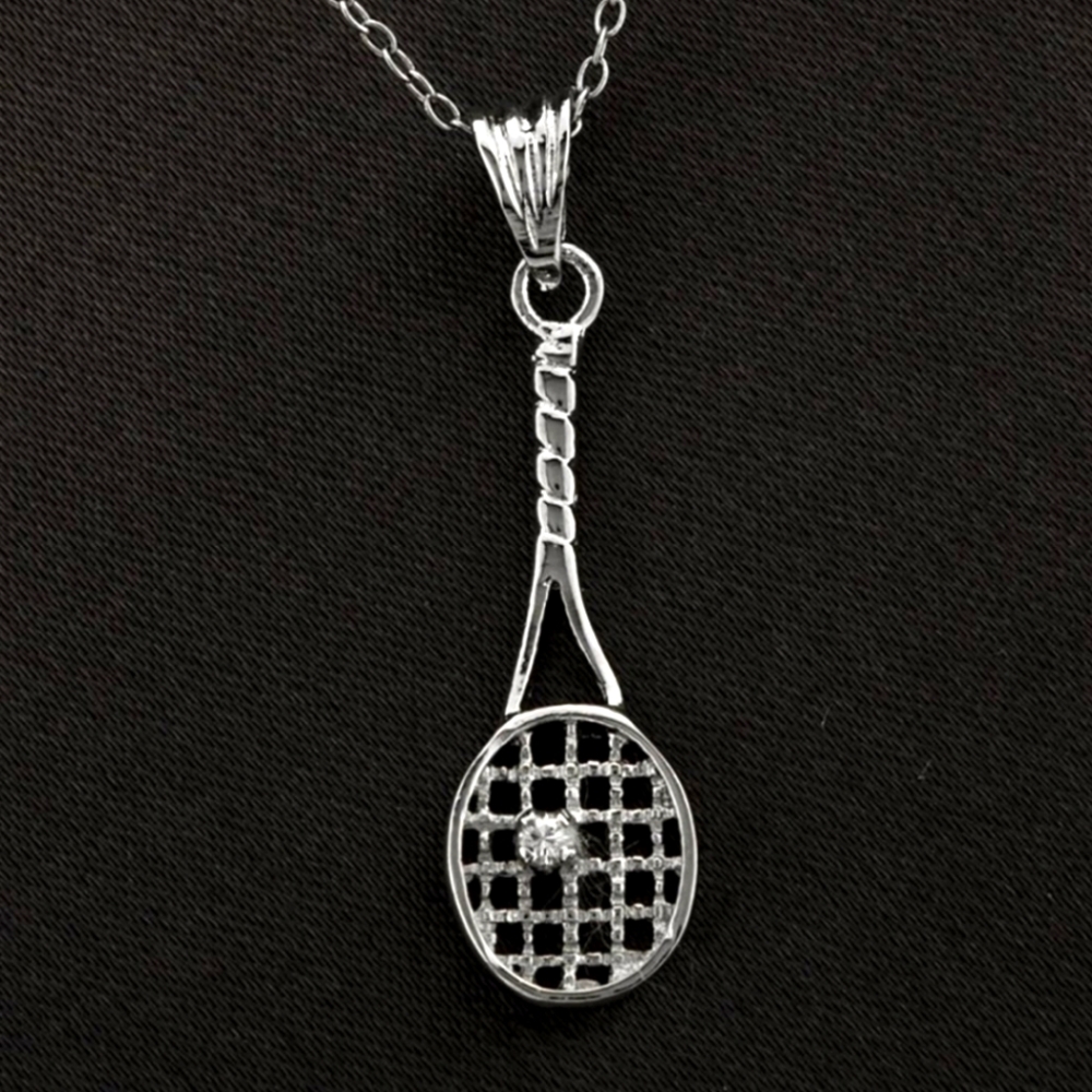 Tennis Raquet pendant & chain
